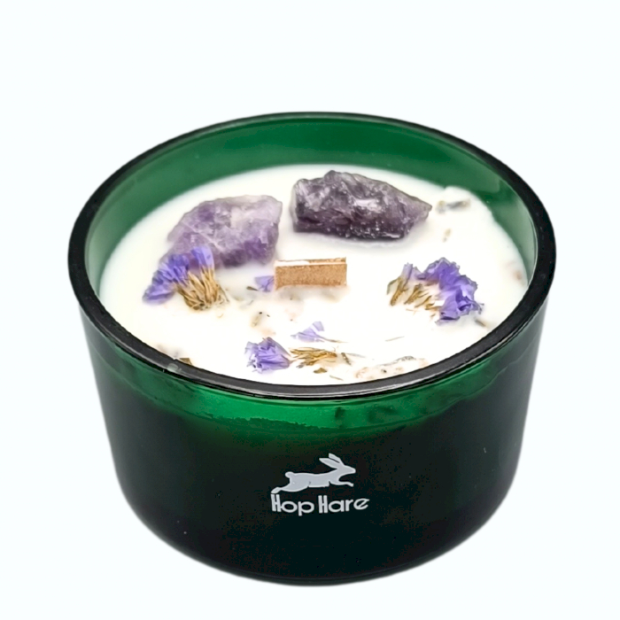 Ancient Wisdom Hop Hare Magická Květinová Svíčka s Krystaly - Měsíc 330g