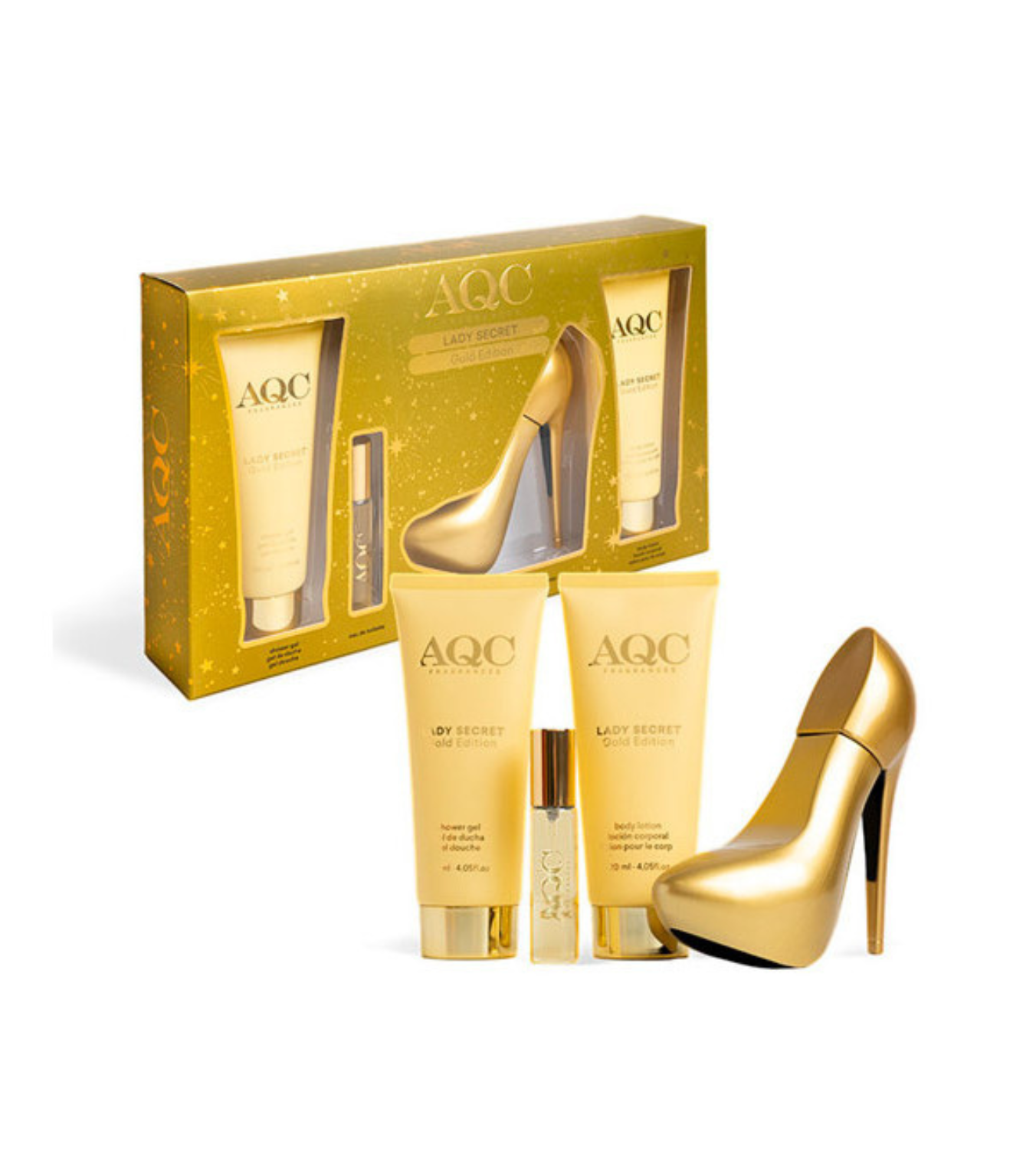 Aquarius Cosmetic Lady Secret Gold EDT 100 ml/15 ml + SG 120 ml TM 120 ml