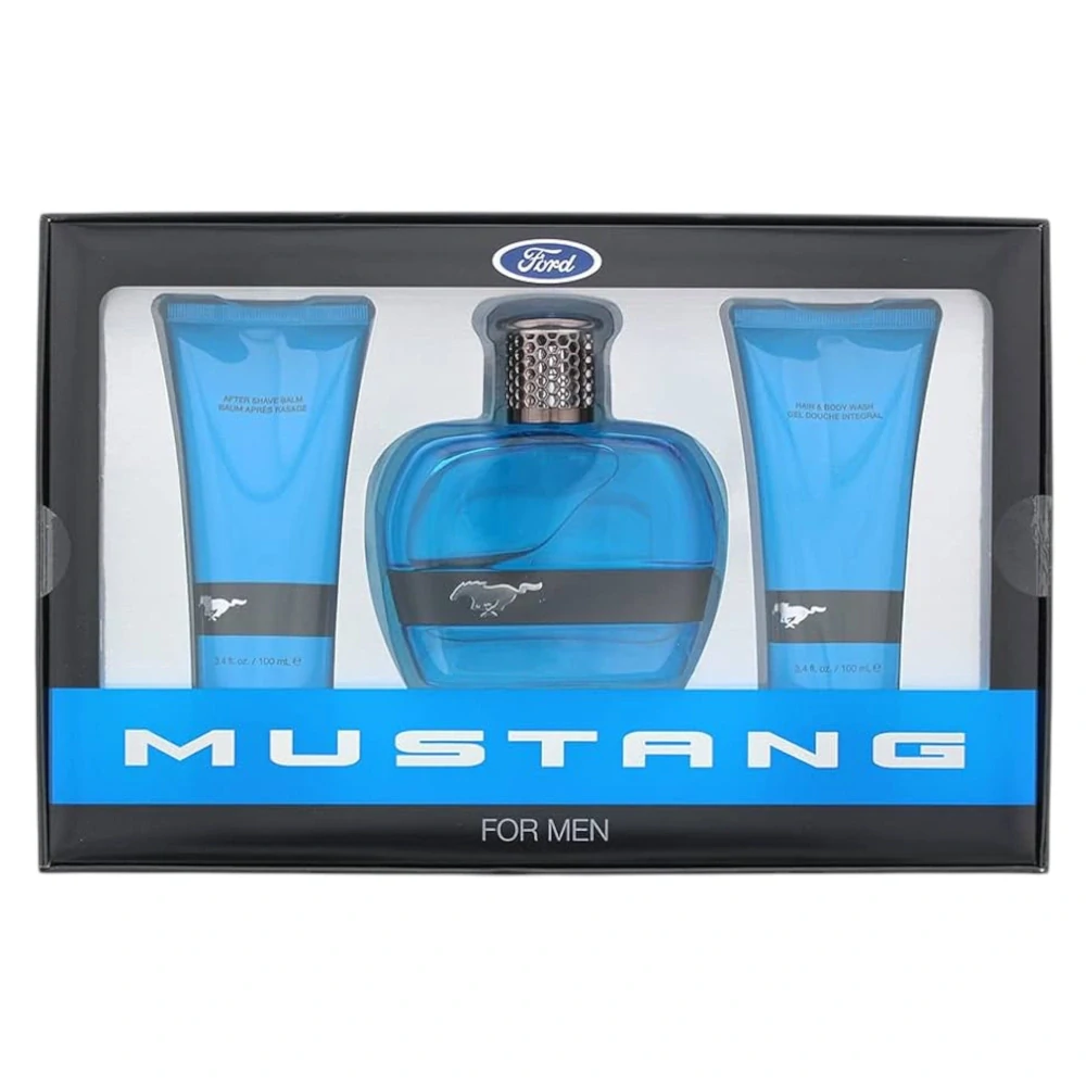 Ford Mustang Blue Eau De Toilette For Men 100 ml + After-Shave Balm 100 ml + Body Wash For Hair & Body 100 ml
