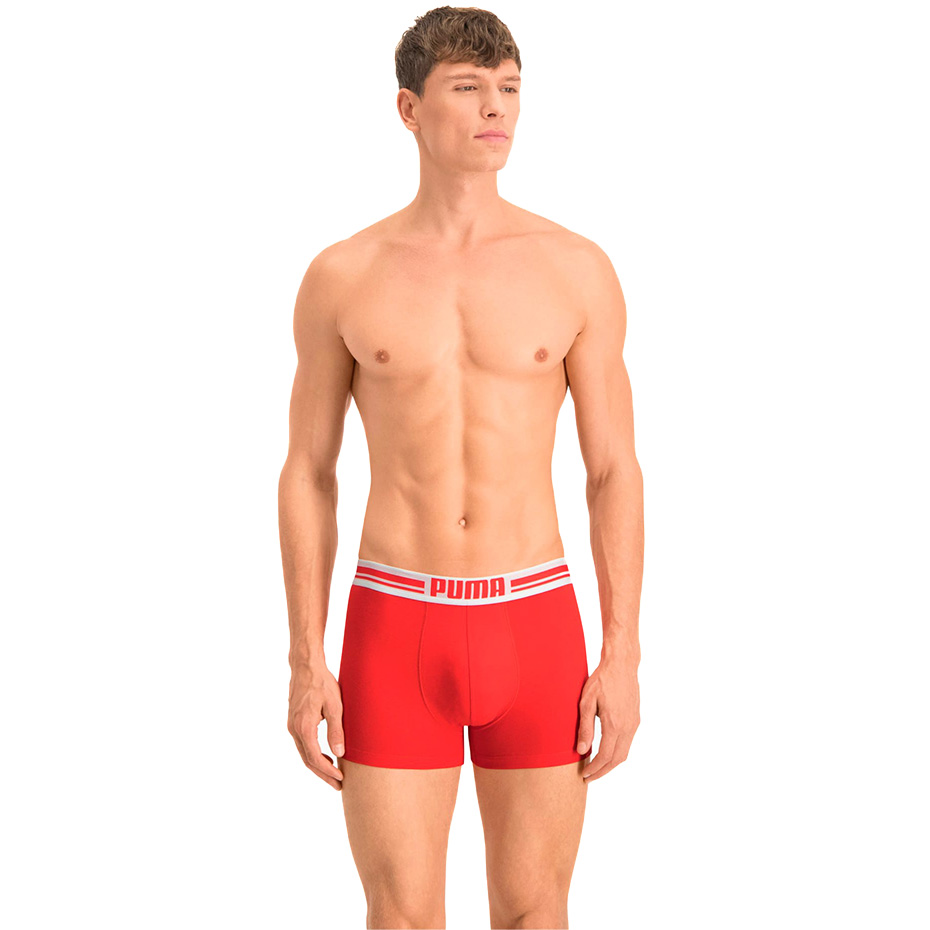 Puma Placed Logo 906519 07 Boxer 2 Pack Red/Black
