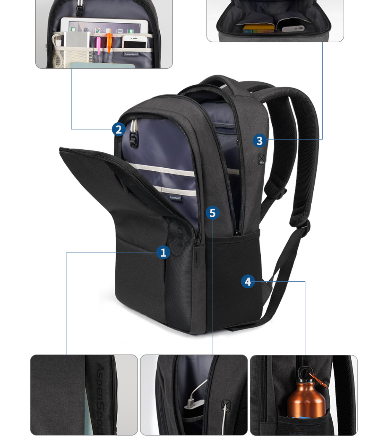 Aspensport AS-B96 Backpack Black 24,5l