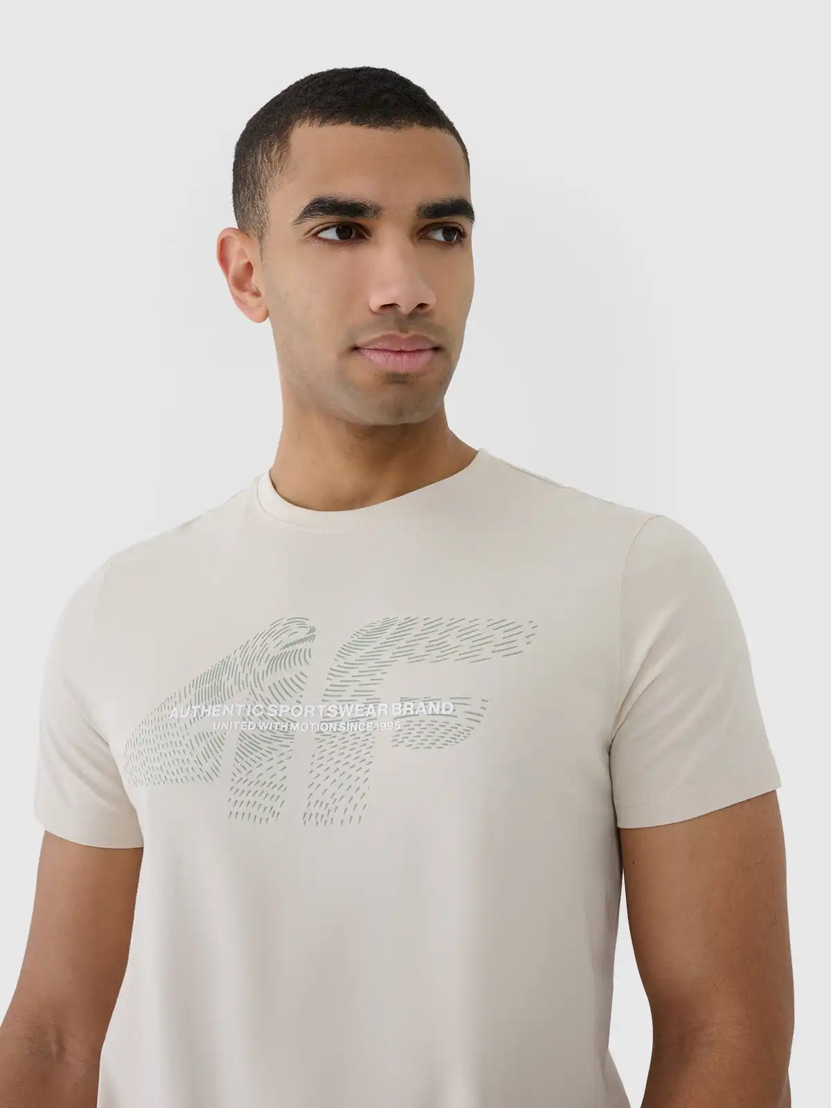 4F Pánské tričko 4FWSS25TTSHM2004 krémové