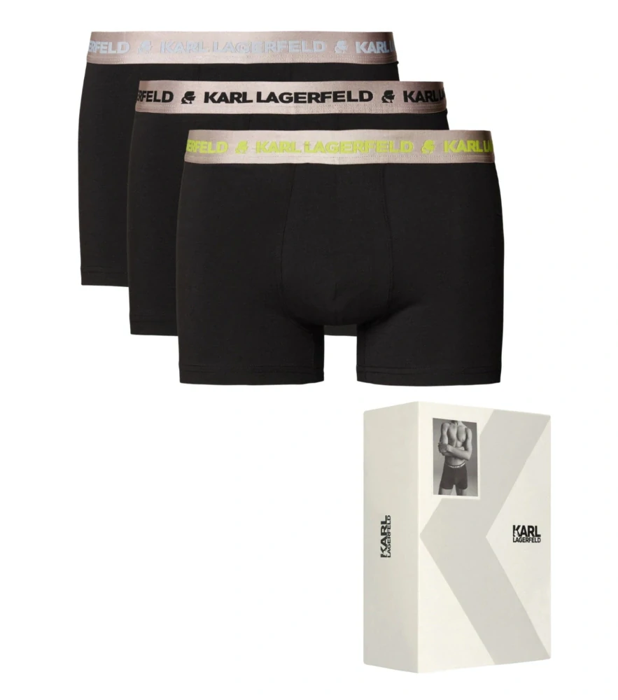 Karl Lagerfeld 225M2107 MTLC Logo Boxer 3 PACK černé
