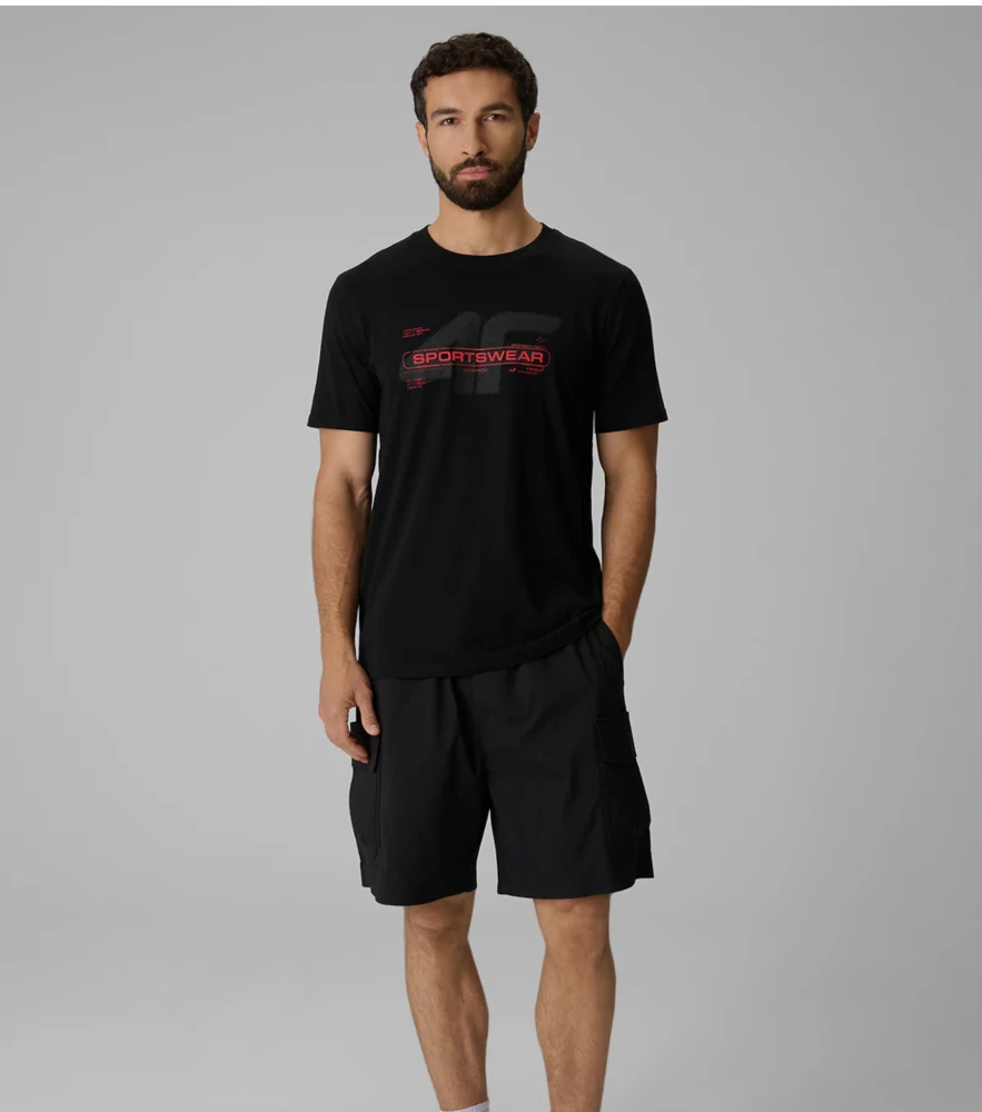4F pánské tričko 4FWAW26TTSHM3565 Black