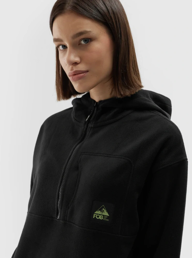 4F F248 Dámská fleecová mikina s kapucí 4FWAW24TFLEF248 Black