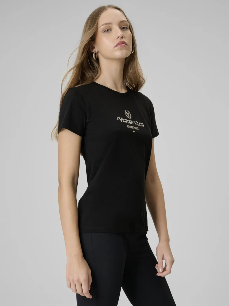 4F Dámské tričko s s potiskem 4FWSS26TTSHF2724 Black