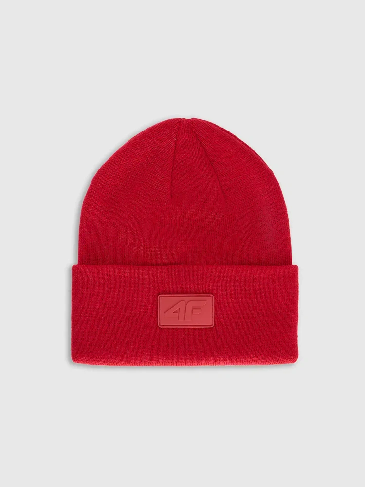 4F Unisex zimní čepice beanie s logem 4FWAW26ACAPM0835 Red