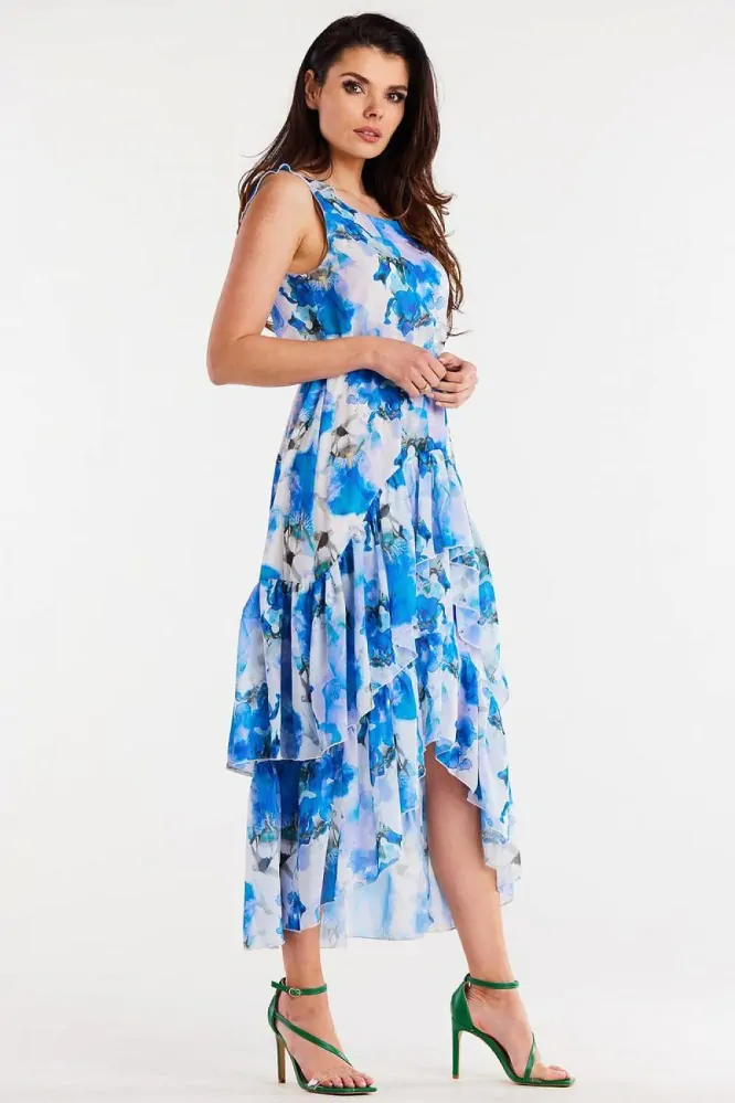 Awama 196729 šifonové šaty modré