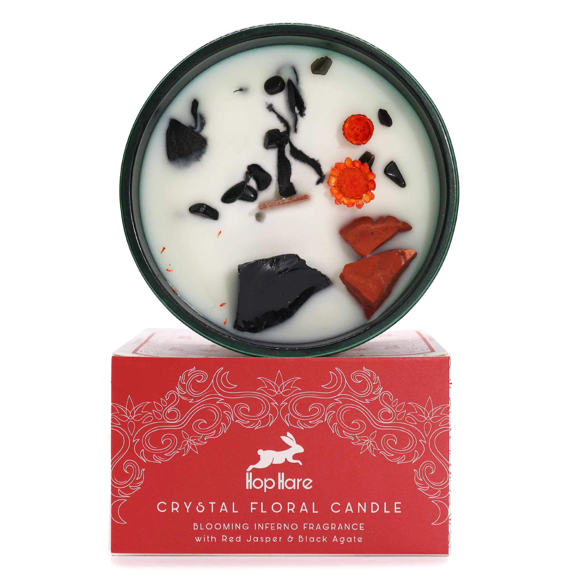 Ancient Wisdom Hop Hare Magická Květinová Svíčka s Krystaly - Ďábel 330g