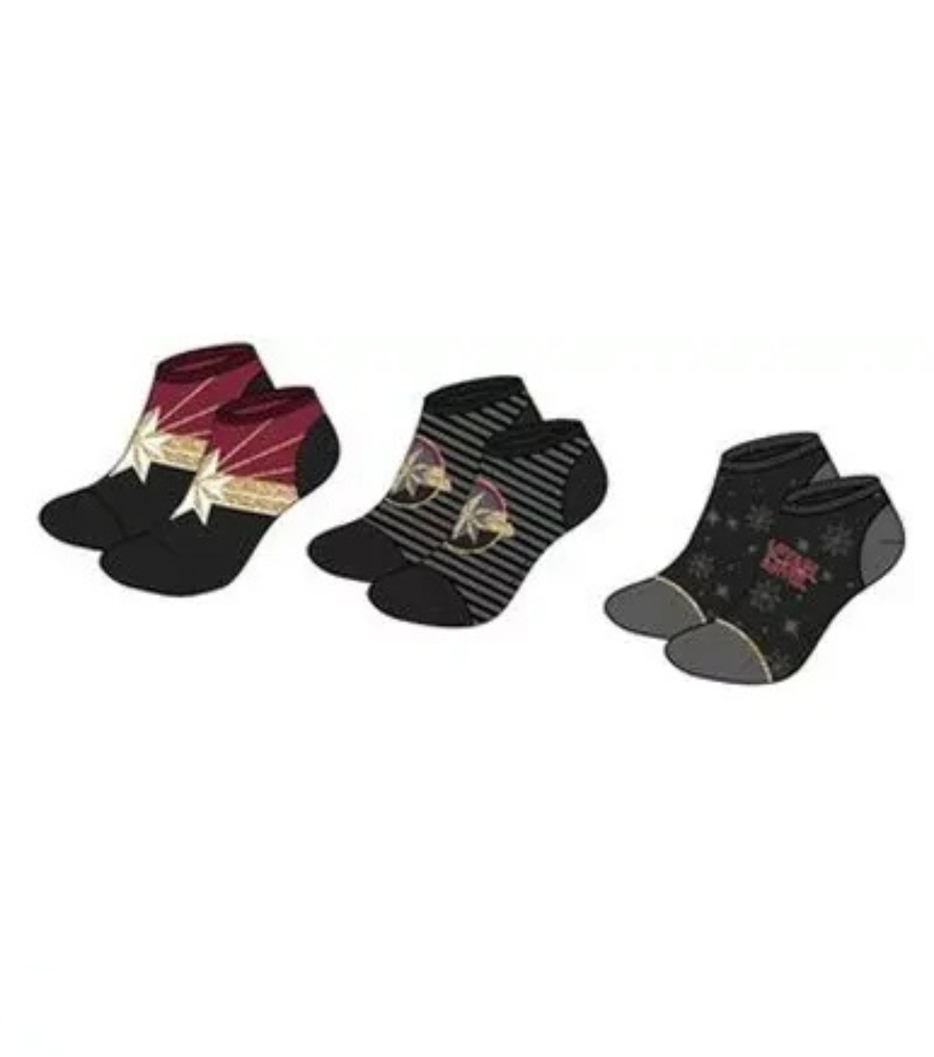 Sun City Captain Marvel VH3630 ponožky 3 Pack Mix černé