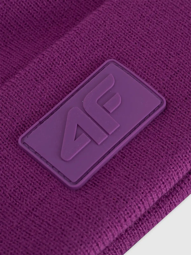 4F Unisex zimní čepice beanie s logem 4FWAW26ACAPM0835 Purple