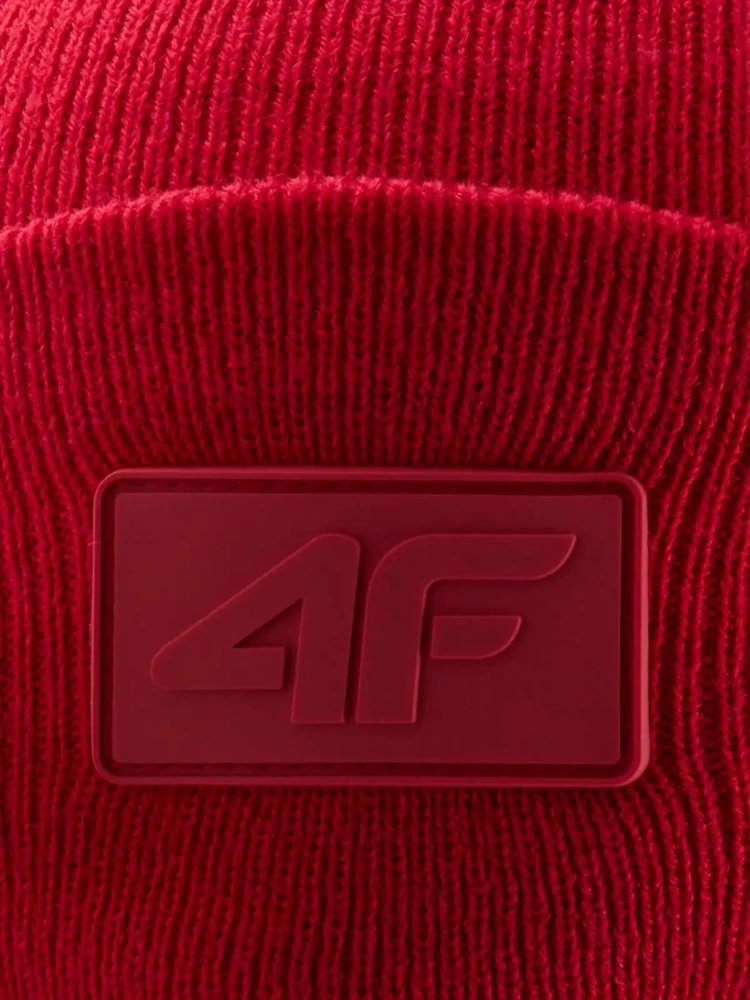 4F Unisex zimní čepice beanie s logem 4FWAW26ACAPM0835 Red