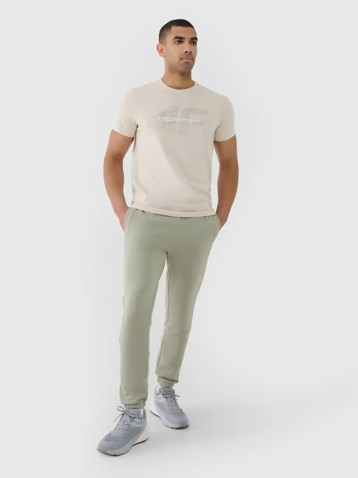 4F Pánské tričko 4FWSS25TTSHM2004 krémové