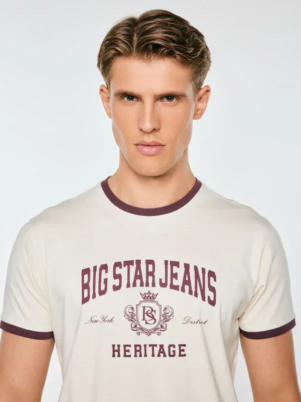 Big Star BRENO 103 Pánské tričko Krémové