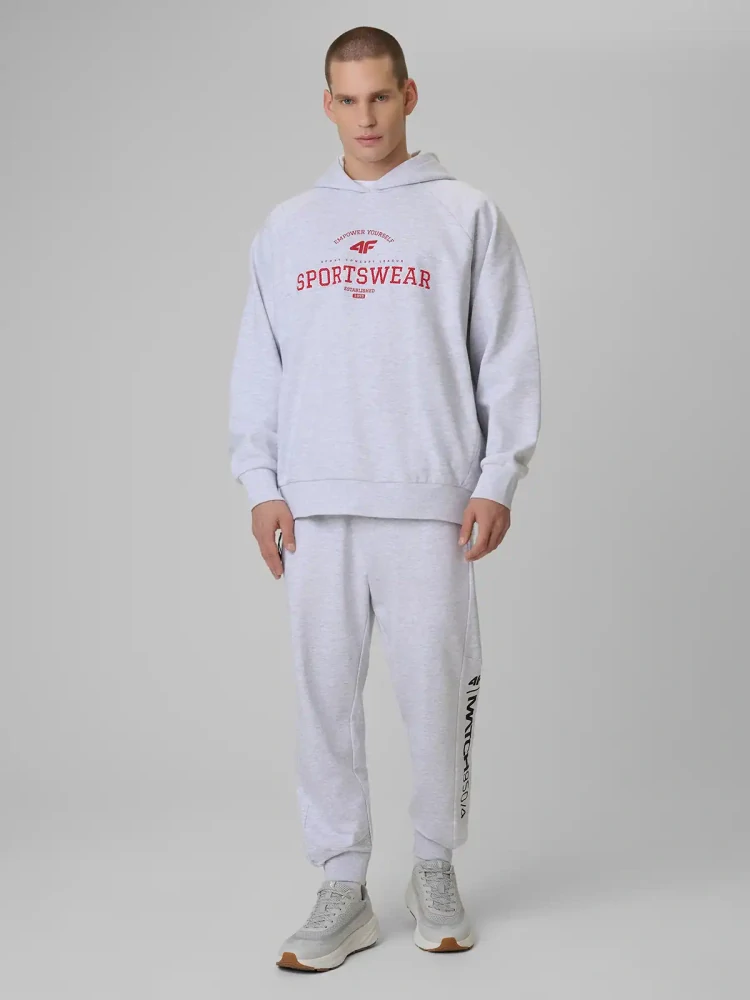 4F Pánská mikina s potiskem a kapucí 4FWSS26TSWSM2131 Grey