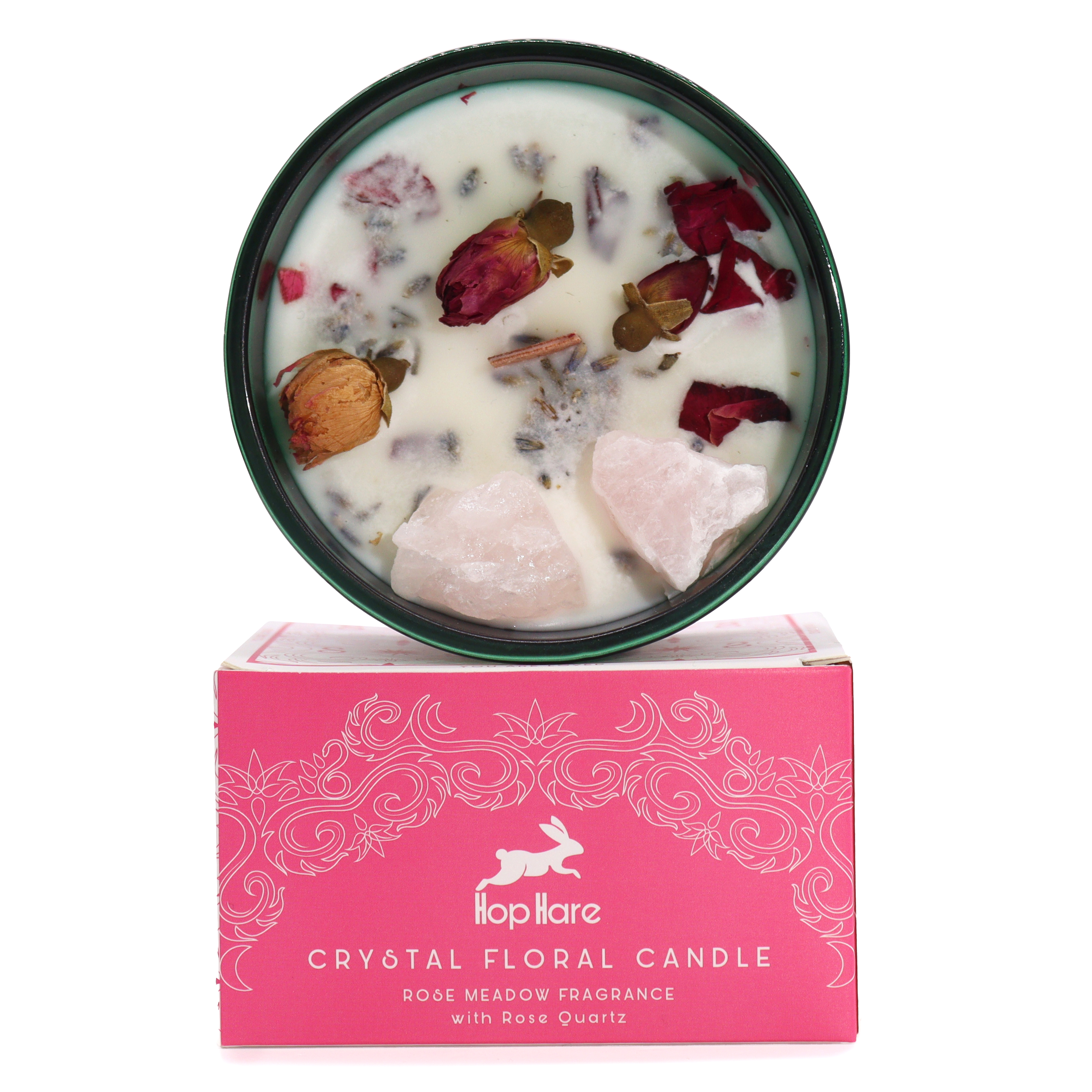 Ancient Wisdom Hop Hare Magická Květinová Svíčka s Krystaly - Milenci 330g