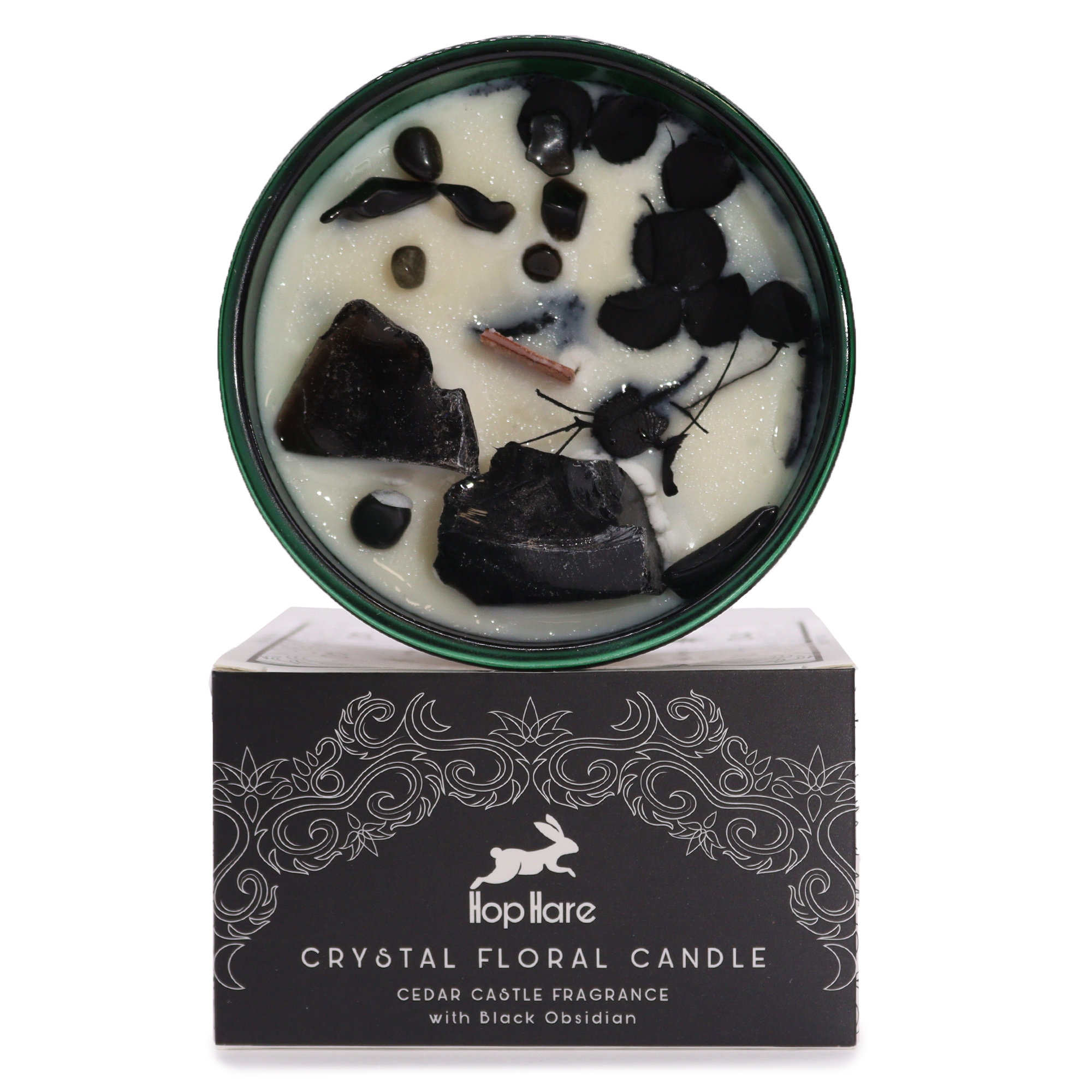 Ancient Wisdom Hop Hare Magická Květinová Svíčka s Krystaly - Rytíř Mečů 330g