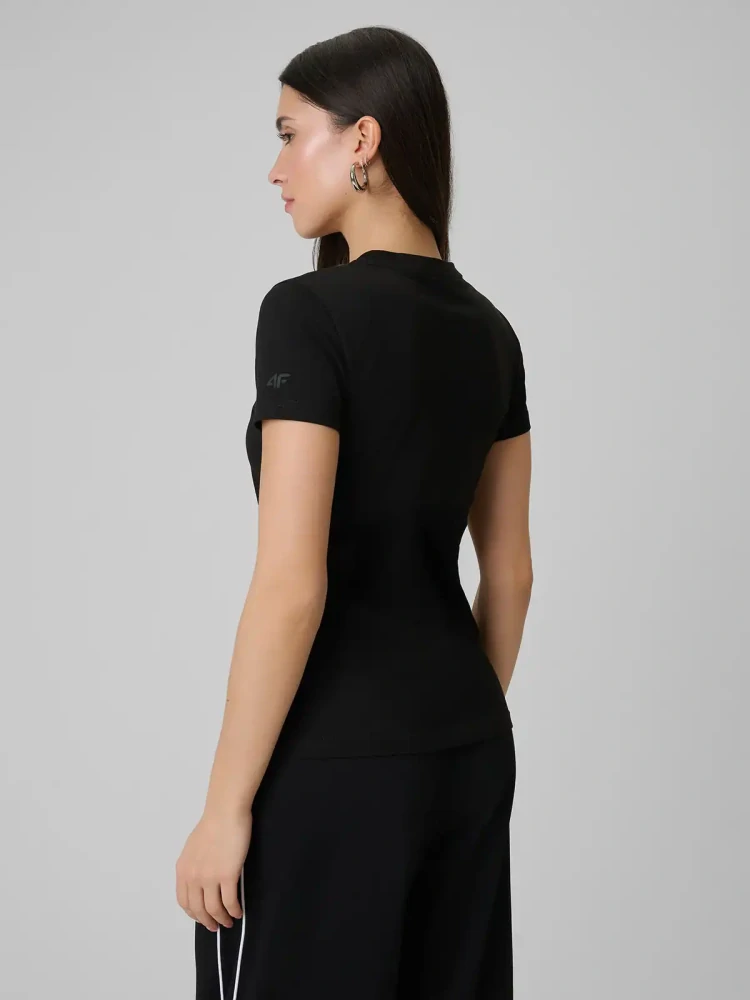 4F Dámské tričko s s potiskem 4FWSS26TTSHF2723 Black
