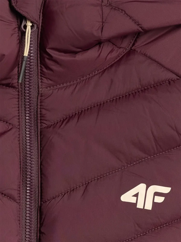 4F Dámská péřová vesta s kapucí F 372 Bordo