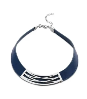 Victoria VBNACA61047 kožený náhrdelník modrý