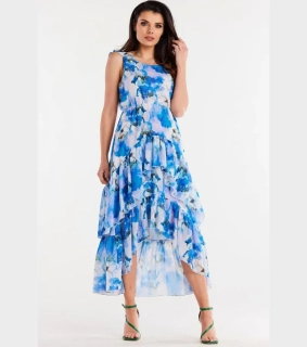 Awama 196729 šifonové šaty modré