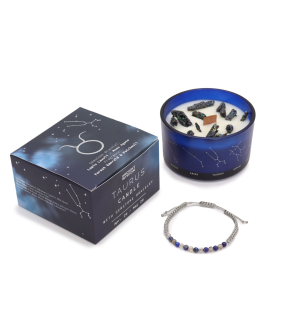 Ancient Wisdom Svíčka Znamení Zvěrokruhu s Náramkem z Drahých Kamenů - Býk 320g