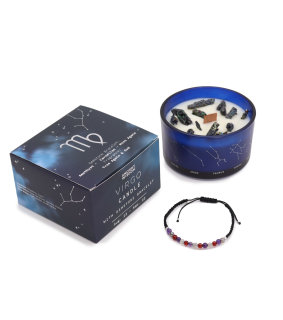 Ancient Wisdom Svíčka Znamení Zvěrokruhu s Náramkem z Drahých Kamenů - Panna 320g