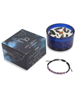 Ancient Wisdom Svíčka Znamení Zvěrokruhu s Náramkem z Drahých Kamenů - Kozoroh 320g