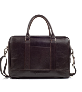 Solier ABERDEEN SL02 Elegantní kožená pánská taška na notebook hnědá