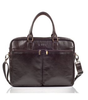 Solier DUNDEE SL01 Pánská kožená taška na notebook hnědá