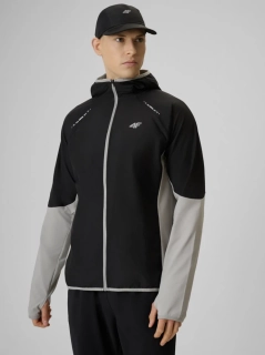 4F Pánská regular běžecká mikina s kapucí 4FWSS26TFSWM643 Black/Grey