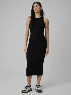 4F Dámské šaty z žebrovaného úpletu 4FWSS26TDREF184 Black